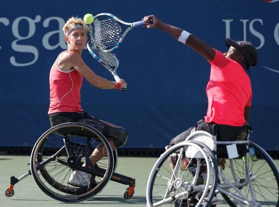 Sabine Ellerbrock ger with Double partner Mont Jane RSA Woman s Wheelchair Wheelchair Tennis Tennis U.S. Open 2017 Grand Slam ITF ATP WTA Billie Jean King Tennis Center New York New York USA 7 September 2017 Copyright: xJuergenxHasenkopfx