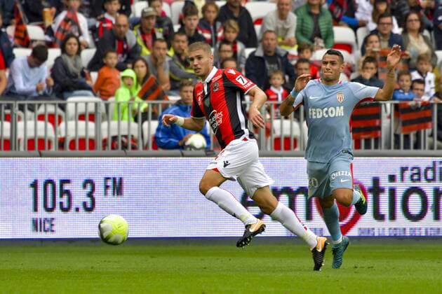 Maxime Le Marchand (OGC Nice) - Rony Lopes (AS Monaco) FOOTBALL : OGC Nice vs AS Monaco - Ligue 1 - Nice - 09 09 2017 NorbertScanella Panoramic 