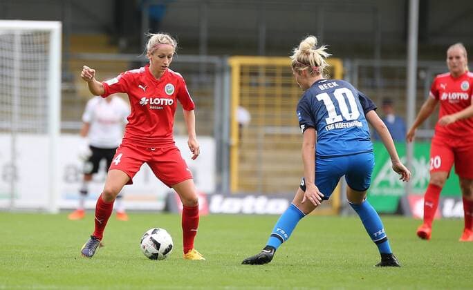 09 09 2017 xCEx Germany Sinsheim Football Women u0026 39;s football Alliance Women Bundesliga Season 2017 2018 TSG 1899 Hoffenheim against 1 FFC Frankfurt Kathrin Hendrich Frankfurt against Sharon Beck Hoffenheim