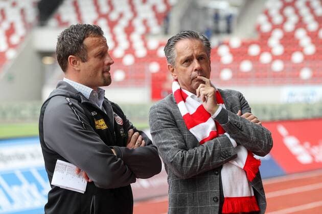 Erfurt 09 09 2017 FC Red White Erfurt against FCV Carl Zeiss Jena in Picture Sports manager Torsten Traub and President Rolf Rombach RWE