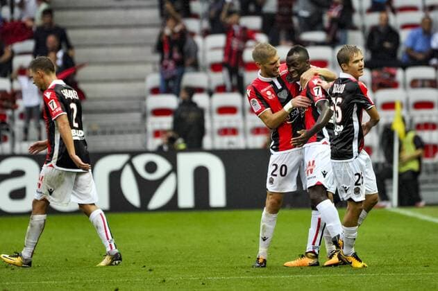 Joie OGC Nice - But de Kpene Ganago (OGC Nice) - Maxime Le Marchand (OGC Nice) - Vincent Koziello ( OGC Nice) FOOTBALL : OGC Nice vs AS Monaco - Ligue 1 - Nice - 09 09 2017 NorbertScanella Panoramic 
