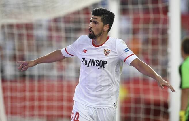 Nolito goal celebration in party belonging to the Santander League, facing Sevilla FC vs Eibar CF, Sanchez Pizjuan Stadium, Sevilla, Andalucia, Spain, September 9, 2017, photo: Cristobal Duenas Cordon Press  xCristobalxDuenasx xx