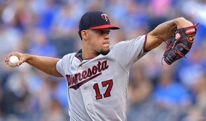 September 9, 2017 - Kansas City, MO, USA - Minnesota Twins starting pitcher Jose Berrios throws in the first inning against the Kansas City Royals at Kauffman Stadium in Kansas City, Mo., on Saturday, Sept. 9, 2017. Minnesota at Kansas City - ZUMAm67_ 20170909_zaf_m67_150 Copyright: xJohnxSleezerx