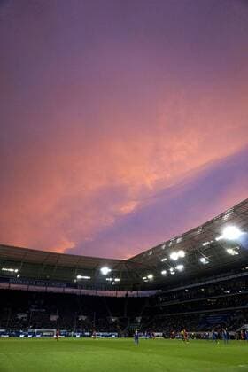 09 09 2017 Football 1 League 2017 2018 3 Matchday TSG 1899 Hoffenheim FC Bavaria Munich in the Wirsol Rhine Neckar Arena Sinsheim shining Sunset above the Stadium