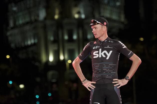 September 10, 2017 - Madrid, Spain - Britain s Chris Froome of Team Sky celebrates on the podium after winning the Vuelta a Espana cycling race after the Stage 21 on September 10, 2017 in Madrid, Spain. Vuelta a Espana cycling  - ZUMAn230 20170910_zaa_n230_500 Copyright: xOscarxGonzalezx