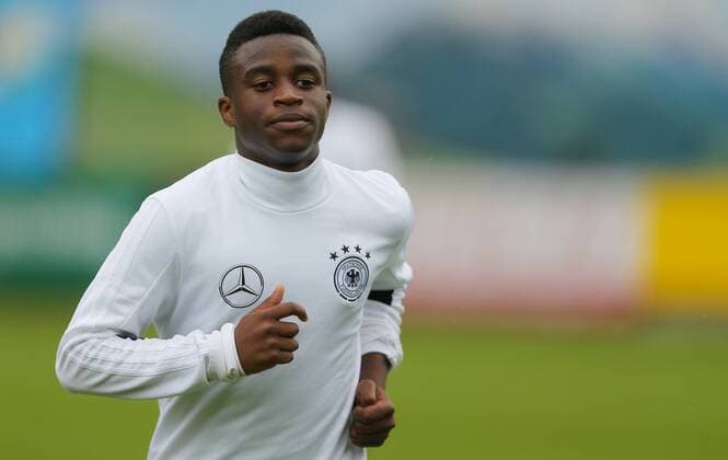 SOCCER - U16, AUT vs GER, test match HIPPACH,AUSTRIA,11.SEP.17 - SOCCER - OEFB international match Länderspiel Under-16, Austria vs Germany, test match. Image shows Youssoufa Moukoko (GER) during warm-up. GEPAxpictures xThomasxBachun
