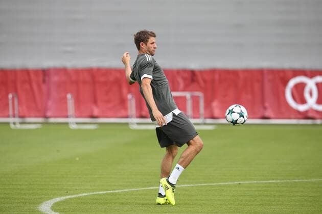 Thomas Mueller at Ball Training the FC Bavaria Munich at 11 09 2017 to the Line Säbener Road Munich Copyright: xEIBNER MarcelxEngelbrechtx EP_MET