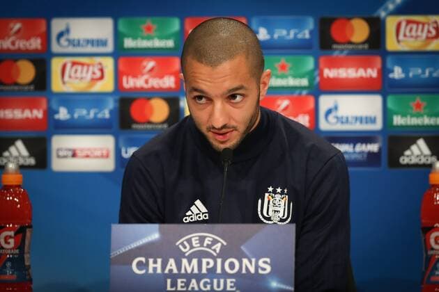 Anderlecht s Sofiane Hanni pictured during a press conference PK Pressekonferenz of Belgian soccer team RSC Anderlecht, Monday 11 September 2017 in Munich, Germany. Tomorrow Anderlecht is playing the first game in the group stage (Group B) of the UEFA Champions League competition against German club Bayern Munich. VIRGINIExLEFOUR  x05163052x
