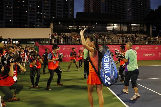 Kimiko Date (JPN), SEPTEMBER 12, 2017 - Tennis : Japan Women s Open Tennis 2017 singles 1st round match between Aleksandra Krunic - Kimiko Date at Ariake Tennis Park in Tokyo, Japan. Noxthirdxpartyxsales  (umqa055804)
