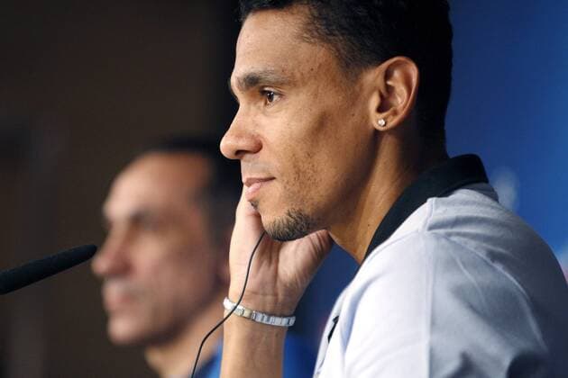 Apoel FC s head coach Giorgos Donis (L) and player Igor de Camargo (R) attend a press conference PK Pressekonferenz held at Santiago Bernabeu stadium in Madrid, Spain, 12 September 2017. Real Madrid will face Apoel FC in a UEFA Champions League group stage match on 13 September 2017. Apoel FC press conference !ACHTUNG: NUR REDAKTIONELLE NUTZUNG!  Copyright: xJAVIERxLOPEZx 20170912-636408396174779017
