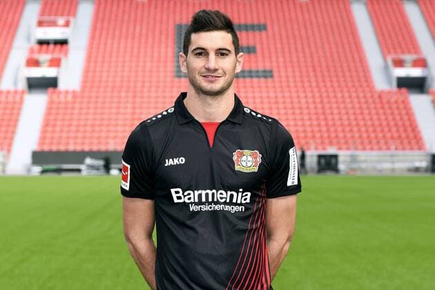 Football ger 1 BL Portrait session 2017 2018 Bayer Leverkusen Lucas Alario Lev Single Portrait Portrait