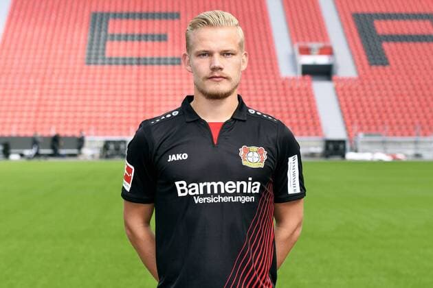 Football ger 1 BL Portrait session 2017 2018 Bayer Leverkusen Joel Pohjanpalo Lev Single Portrait Portrait