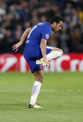 Chelsea s Pedro celebrates scoring his sides opening goal during the champions league match at Stamford Bridge Stadium, London. Picture date 12th September 2017. Picture credit should read: David Klein Sportimage EDITORIAL USE ONLY. No use with unauthorised audio, video, data, fixture lists, club league logos or live services. Online in-match use limited to 120 images, no video emulation. No use in betting, games or single club league player publications.