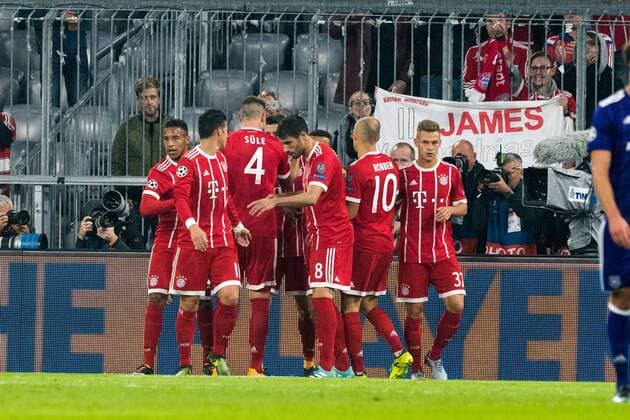 SOCCER - CL, Bayern vs Anderlecht MUNICH,GERMANY,12.SEP.17 - SOCCER - UEFA Champions League, group stage, FC Bayern Muenchen vs RSC Anderlecht. Image shows the rejoicing of Bayern. GEPAxpictures xMarkusxFischer
