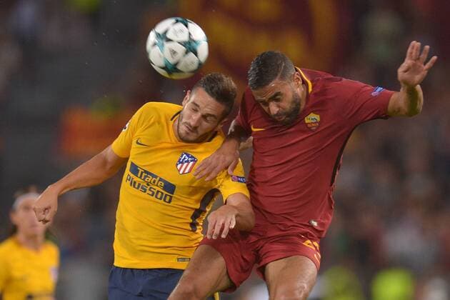 Saul Niguez Atletico, Gregoire Defrel Roma. Roma 12-09-2017 Stadio Olimpico Champions League, Fase a gironi. AS Roma - Atletico Madrid Foto Antonietta Baldassarre Insidefoto AntoxBaldassarre