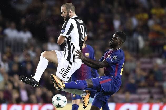 Db Barcellona (Spagna) 12 09 2017 - Champions League Barcellona-Juventus foto Daniele Buffa Image nella foto: Ousmane Dembele-Gonzalo Higuain 