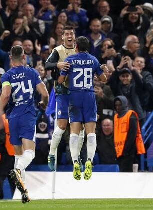 Chelsea s Cesar Azpilicueta celebrates scoring his sides third goal with Alvaro Morata during the champions league match at Stamford Bridge Stadium, London. Picture date 12th September 2017. Picture credit should read: David Klein Sportimage EDITORIAL USE ONLY. No use with unauthorised audio, video, data, fixture lists, club league logos or live services. Online in-match use limited to 120 images, no video emulation. No use in betting, games or single club league player publications.