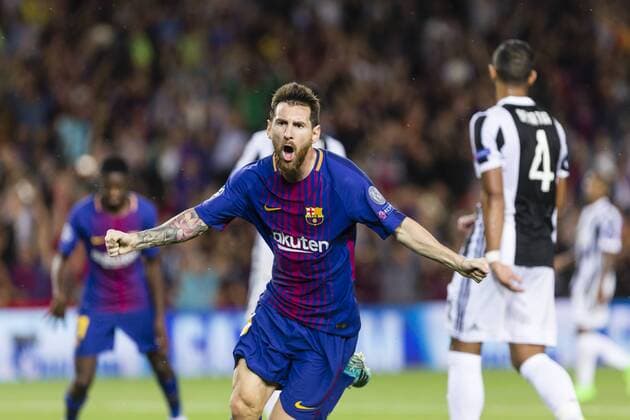 SPAIN - Sep,12th: Lionel Messi celebrates scoring the goal during the match between FC Barcelona Barca - Juventus, for the group stage, round 1 of the Champions League, held at Camp Nou Stadium on 12th September 2017 in Barcelona, Spain. (Credit: Mikel Trigueros Urbanandsport Cordon Press)  xCordonxPressx xSPAINx-xFCxBarcelonax-xJuventusx-xxChampionsxLeaguex-x2017 18x