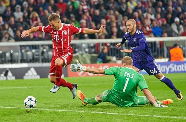 F Joshua KIMMICH FCB 32 Torschuß shoots the goal to 3 0 FC Bavaria Munich RSC Anderlecht Group stage Leg Football UEFA Champions League Munich 12 09 2017 CL Season 2017 2018