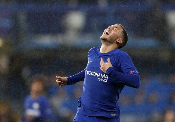 Chelsea s Eden Hazard in action during the champions league match at Stamford Bridge Stadium, London. Picture date 12th September 2017. Picture credit should read: David Klein Sportimage EDITORIAL USE ONLY. No use with unauthorised audio, video, data, fixture lists, club league logos or live services. Online in-match use limited to 120 images, no video emulation. No use in betting, games or single club league player publications.