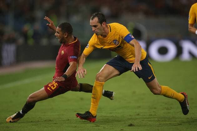 ROME, ITALY . 12 september 2017. Olimpic Stadium. UEFA CHAMPIONS LEAGUE 2017 2018. MATCH AS ROMA VS ATLETICO MADRID. Bruno Perez and Janfran in action during the match Roma vs Atletico Madrid in Olympic stadium in the city of ROME, ITALY. (photo: Marco Iacobucci)  Copyright: xmarcoxiacobuccix xIPAx xMarcoxIacobuccix
