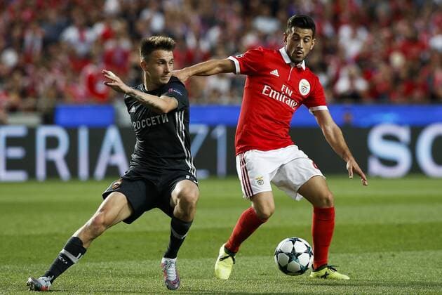 September 12, 2017 - Lisbon, Portugal - Benfica s forward Pizzi (R) vies for the ball with CSKA s midfielder Aleksandr Golovin (L) during Champions League 2017 18 match between SL Benfica vs CSKA Moscow, in Lisbon, on September 12, 2017. SL Benfica v CSKA Moskva - UEFA Champions League  - ZUMAn230 20170912_zaa_n230_260 Copyright: xCarlosxPalmax