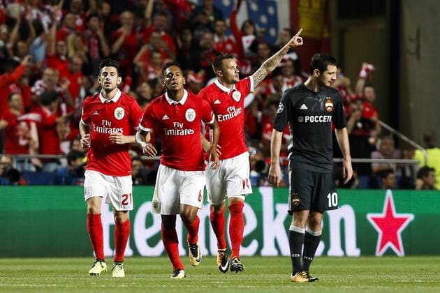 September 12, 2017 - Lisbon, Portugal - Benfica s forward Haris Seferovic ( (2nd R) celebrates his goal with his teammates during Champions League 2017 18 match between SL Benfica vs CSKA Moscow, in Lisbon, on September 12, 2017. SL Benfica v CSKA Moskva - UEFA Champions League  - ZUMAn230 20170912_zaa_n230_271 Copyright: xCarlosxPalmax