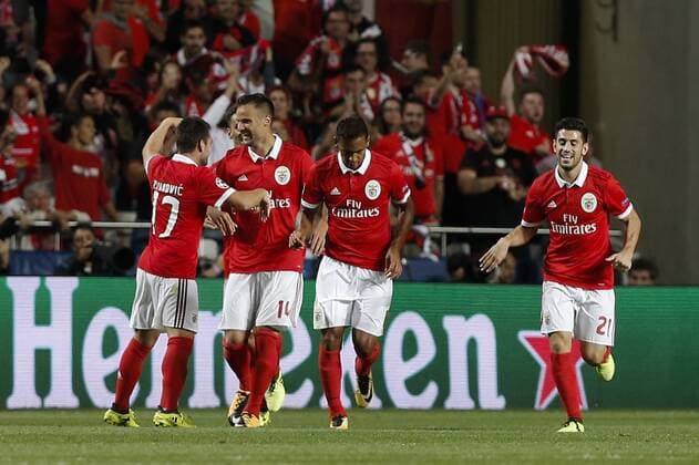 September 12, 2017 - Lisbon, Portugal - Benfica s forward Haris Seferovic (2nd L) celebrates his goal with his teammates during Champions League 2017 18 match between SL Benfica vs CSKA Moscow, in Lisbon, on September 12, 2017. SL Benfica v CSKA Moskva - UEFA Champions League  - ZUMAn230 20170912_zaa_n230_274 Copyright: xCarlosxPalmax