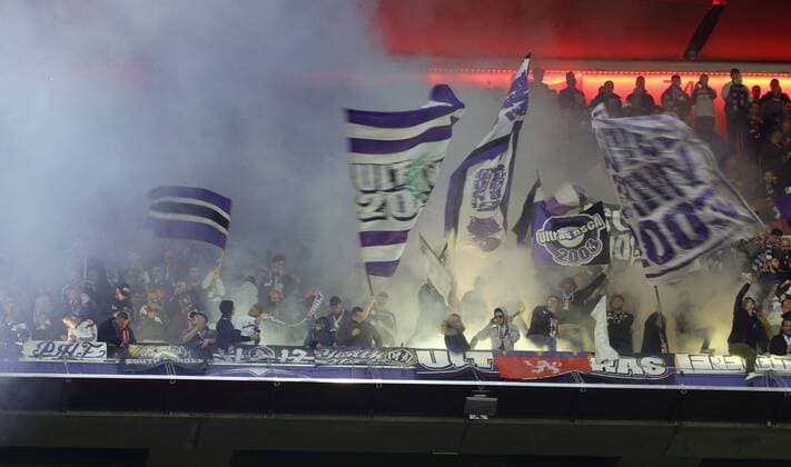 Munich Football UEFA Champions League Bavaria Munich vs RSC Anderlecht supporters from Anderlecht Pyro Bengalos Smoke