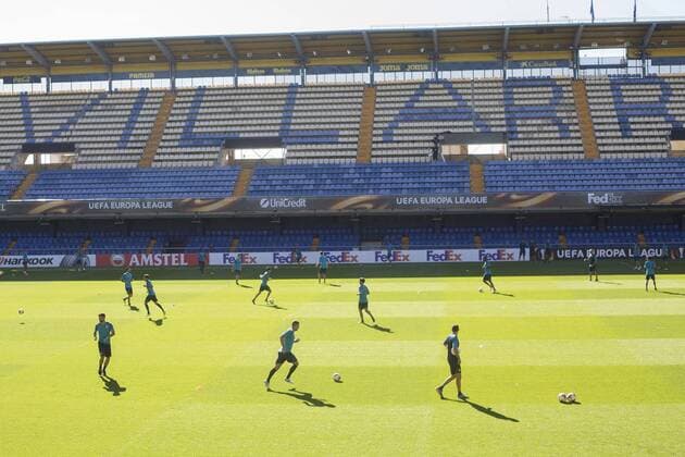 Villarreal s players during a team s training session at La Ceramica stadium in Villarreal, Castellon, eastern Spain, 13 September 2017. Villarreal will face Astana in a Europa League soccer match the upcoming 14 September. VILLARREAL TRAINING SESSION !ACHTUNG: NUR REDAKTIONELLE NUTZUNG!  Copyright: xDomenechxCastellóx GRA166 20170913-636409081268028604