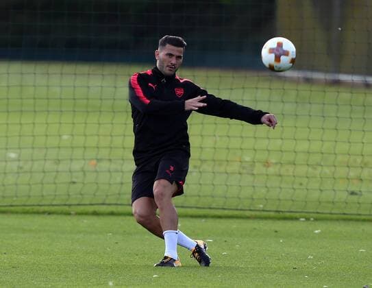 September 13, 2017 - London, England, United Kingdom - Arsenal s Sead Kolasinac during a Arsenal training session ahead of the UEFA Europa League Group H match against 1. FC KoÂ¶ln at Arsenal training centre , London Colney on 13 Sep 2017 St.Albans, England Arsenal Training  - ZUMAn230 20170913_zaa_n230_034 Copyright: xKieranxGalvinx