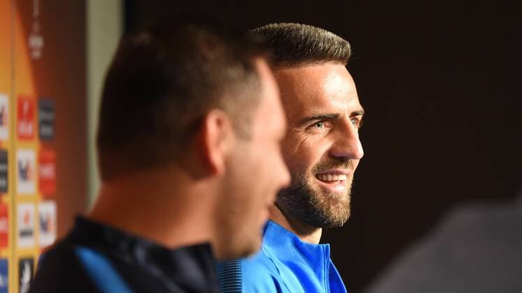 Football men 2017 18 UEFA Euro League Hertha BSC Press conference Head coach Pal Dardai Hertha BSC Vedad Ibisevic No 19 Hertha BSC 13 09 17 Copyright: xMichaelxHundtx xMatthiasxKochx