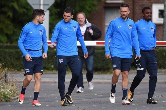Football men UEFA Euro League Season 2017 18 Hertha BSC Training Mathew Leckie No 11 Hertha BSC Karim Rekik No 4 Hertha BSC Vedad Ibisevic No 19 Hertha BSC Salomon Kalou No 8 Hertha BSC 13 09 17 Copyright: xMichaelxHundtx xMatthiasxKochx
