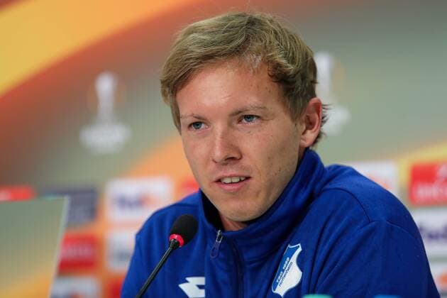Julian Nagelsmann team manager Head coach Hoffenheim Single Action shot Action at the Press conference at Day the Game Final press conference press conference Press Conference Press call Media Opportunity Football UEFA Europe League MD 1 TSG 1899 Hoffenheim SC Braga xozx