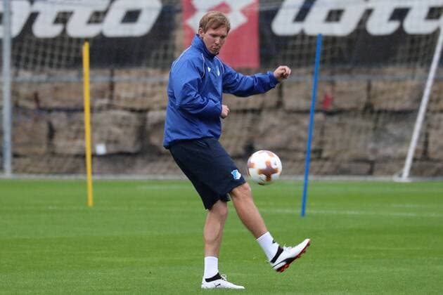 Julian Nagelsmann team manager Head coach Hoffenheim the Training at Day the Game Conclusion of training Exercise unit Game preparation Action Action shot cut out Whole body Single Football UEFA Europe League MD 1 TSG 1899 Hoffenheim SC Braga xozx
