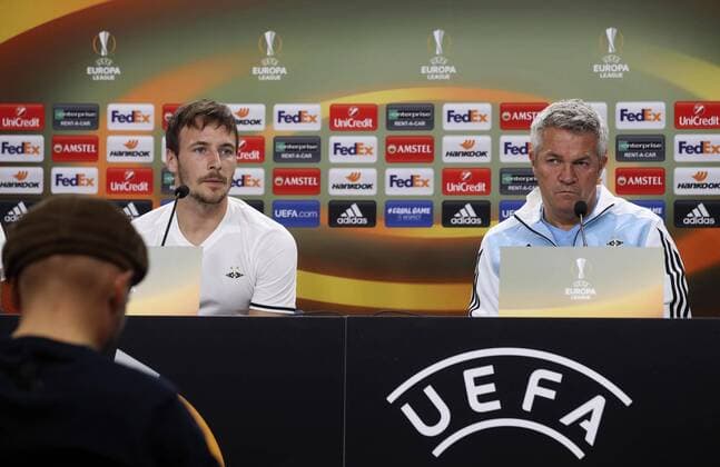 Rosenborg s coach Kare Ingebrigsten (L) and player Mike Jansen deliver a press conference PK Pressekonferenz at the Anoeta stadium in San Sebastian, Basque Country, Spain, 13 September 2017. Rosenborg will face Real Sociedad for the Europa League tomorrow. Rosenborg s press conference in San Sebastian !ACHTUNG: NUR REDAKTIONELLE NUTZUNG!  Copyright: xJavierxEtxezarretax SSB003 20170913-636409333436222589