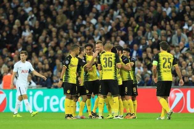13th September 2017, Wembley Stadium, London, England; Champions League Group stage, Tottenham Hotspur versus Borussia Dortmund; Andriy Yarmolenko of Borussia Dortmund celebrates after scoring as he makes it 1-1  ActionPlus11929741