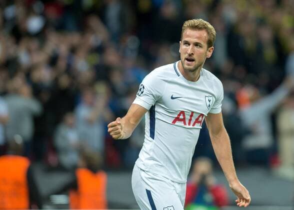 Harry Kane of Tottenham Hotspur celebrates scoring his sides second goal during the UEFA Champions League group stage match between Tottenham Hotspur and Borussia Dortmund at Wembley Stadium, London, England on 13 September 2017. Copyright: xVincexMignottx 16640023