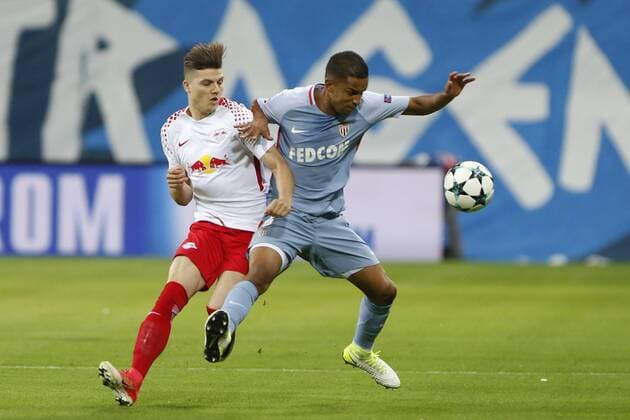 Vl Marcel Sabitzer Leipzig Jorge Monaco 6 duel Duel Duel Tackle Dynamics Action Action shot Football UEFA Champions League Lawn ball sport Leipzig AS Monaco xtgx