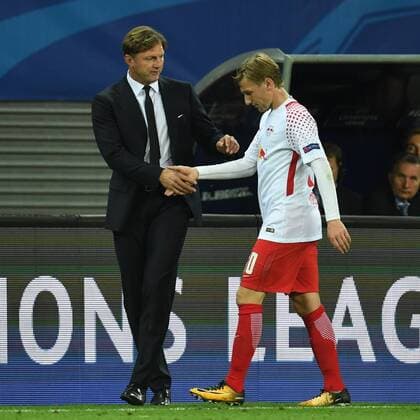 Football men Season 2017 2018 Champions League Group G 1 Matchday RB Leipzig AS Monaco Head coach Ralph Hasenhüttl RB Leipzig Emil Forsberg No 10 RB Leipzig 13 09 2017 Copyright: xMatthiasxKochx