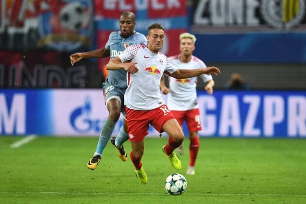Football men Season 2017 2018 Champions League Group G 1 Matchday RB Leipzig AS Monaco Djibril Sidibe No 19 AS Monaco Stefan Ilsanker No 13 RB Leipzig 13 09 2017 Copyright: xMatthiasxKochx