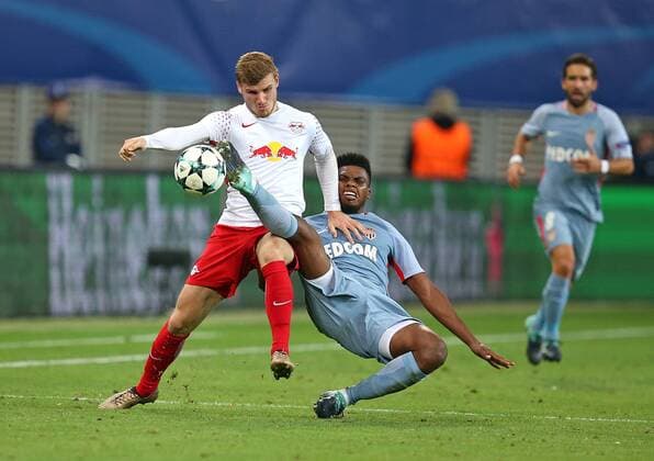 13 09 2017 Football UEFA Champions League 2017 2018 Group stage 1 Matchday RB Leipzig AS Monaco in the Red Bull Arena Leipzig v l Timo Werner RB Leipzig against Jemerson AS Monaco