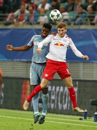 Jemerson Timo Werner Action shot Game scene duel Sports Football Football UEFA CL Champions League men Season 2017 2018 13 09 2017 RB Leipzig RBL vs AS Monaco