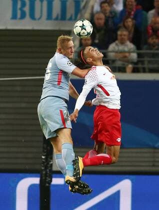 Jemerson Yussuf Yurary Poulsen Action shot Game scene duel Sports Football Football UEFA CL Champions League men Season 2017 2018 13 09 2017 RB Leipzig RBL vs AS Monaco