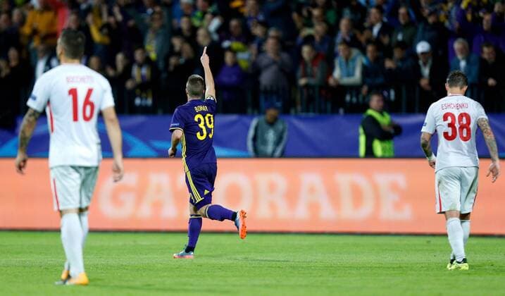 SOCCER - CL, Maribor vs Spartak MARIBOR,SLOVENIA,13.SEP.17 - UEFA Champions League, group stage, NK Maribor vs FK Spartak Moscow. Image shows the rejoicing of Damjan Bohar (Maribor). GEPAxpictures xDavidxRodriguez