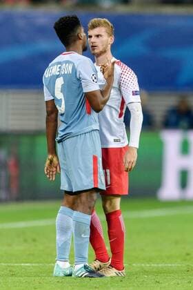 Timo Werner RB Leipzig 11 and Jemerson AS Monaco 5 the Champions League Game between RB Leipzig and AS Monaco at 13 09 2017 Leipzig Copyright: xSchueler Eibner-Pressefotox EP_JSE