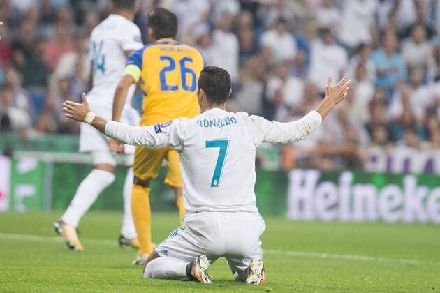 Fußball, CL, Real Madrid - Apoel Nikosia Real Madrid s Cristiano Ronaldo during UEFA Champions League match between Real Madrid and Apoel at Santiago Bernabeu Stadium in Madrid, Spain September 13, 2017.  (20170913031)