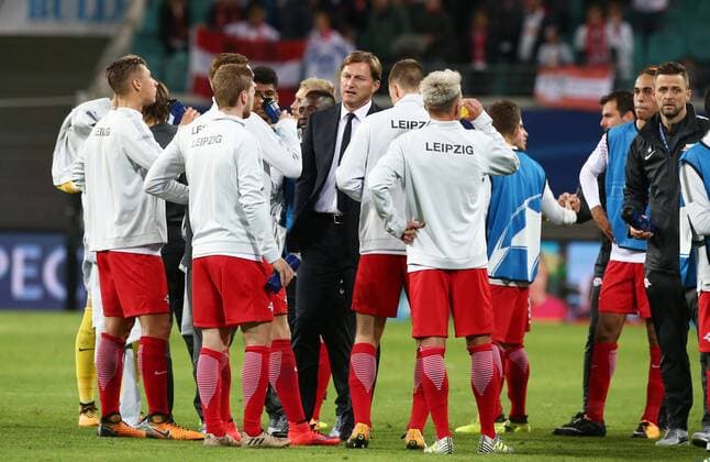 team manager Ralph Hasenhüttl and Team After Sports Football Football UEFA CL Champions League men Season 2017 2018 13 09 2017 RB Leipzig RBL vs AS Monaco