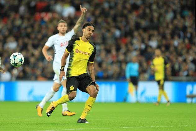 13th September 2017, Wembley Stadium, London, England; Champions League Group stage, Tottenham Hotspur versus Borussia Dortmund; A dejected Pierre-Emerick Aubameyang is caught offside late in the game  ActionPlus11929823