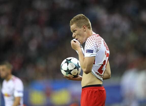 Photo Skeptische Mien at Marcel Halstenberg Leipzig Football Champions League at Wed 13 09 2017 Group game BRB Leipzig AS Monaco 1 1